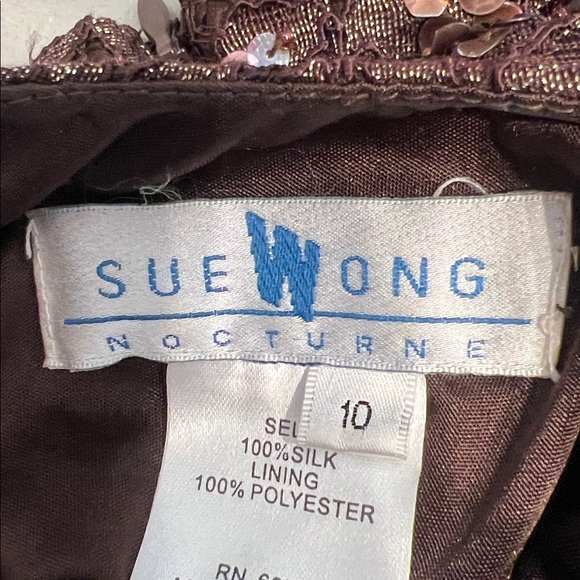 Sue Wong Chocolate Brown embroidered  & beaded gown-LIKE NEW - Picture 2 of 8